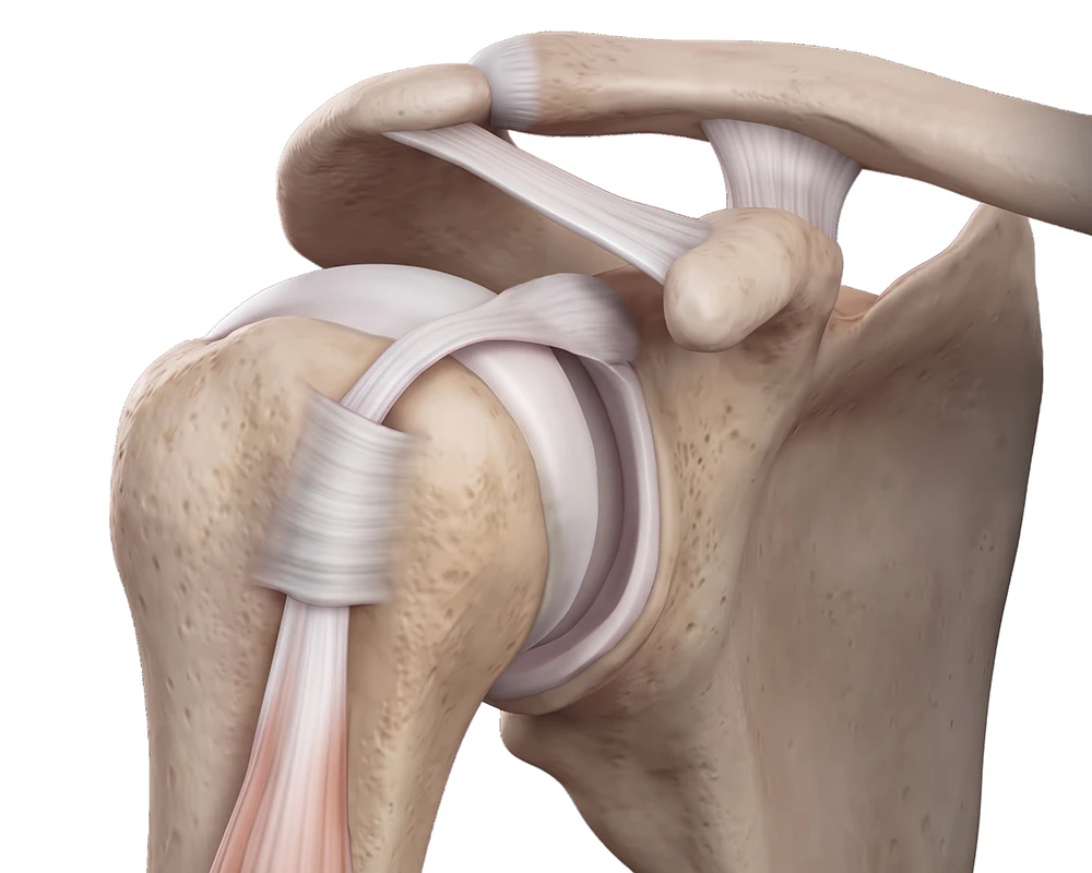 Anatomische Illustration des Ankers der langen Bizepssehne und des Labrum glenoidale
